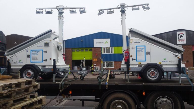 Prolights on lorry in front of Prolectric yard