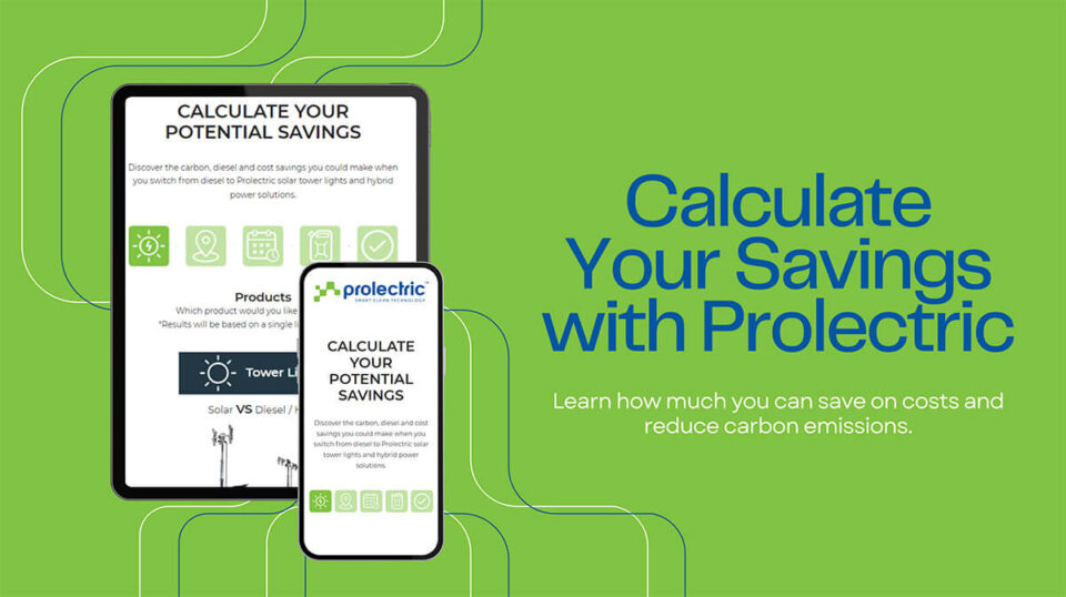 Prolectric savings calculator graphic with app display green