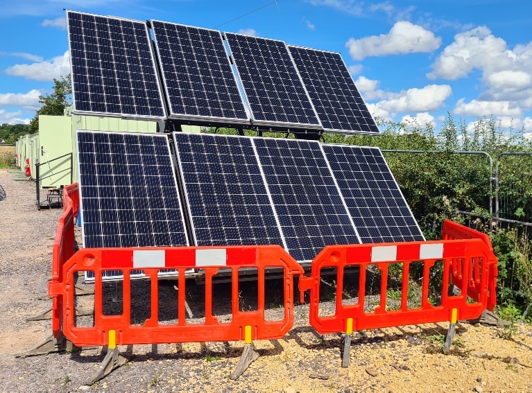CLM Construction site with Prolectric ProPower Solar Hybrid Generator powering site cabins