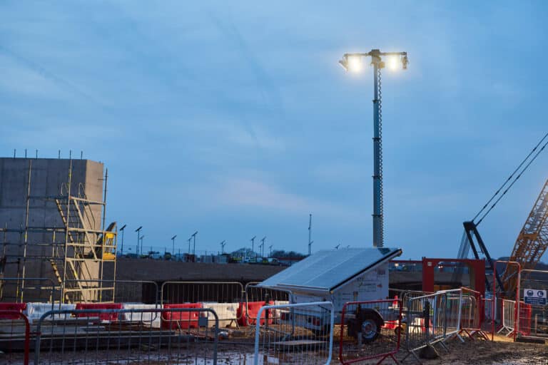 Prolectric ProLight Solar Lighting Tower on the A417 Missing Link site managed by Kier